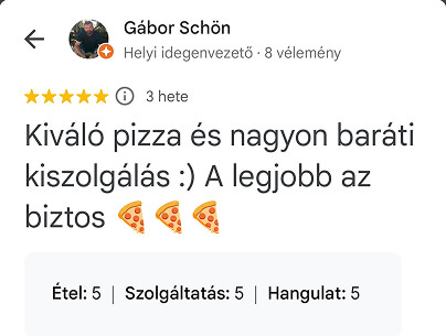 Pizzárium visszajelzés