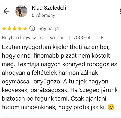 Pizzárium visszajelzés