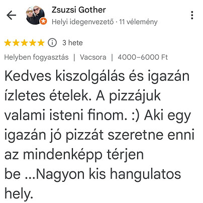 Pizzárium visszajelzés