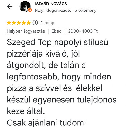 Pizzárium visszajelzés