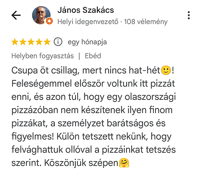 Pizzárium visszajelzés