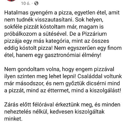 Pizzárium visszajelzés